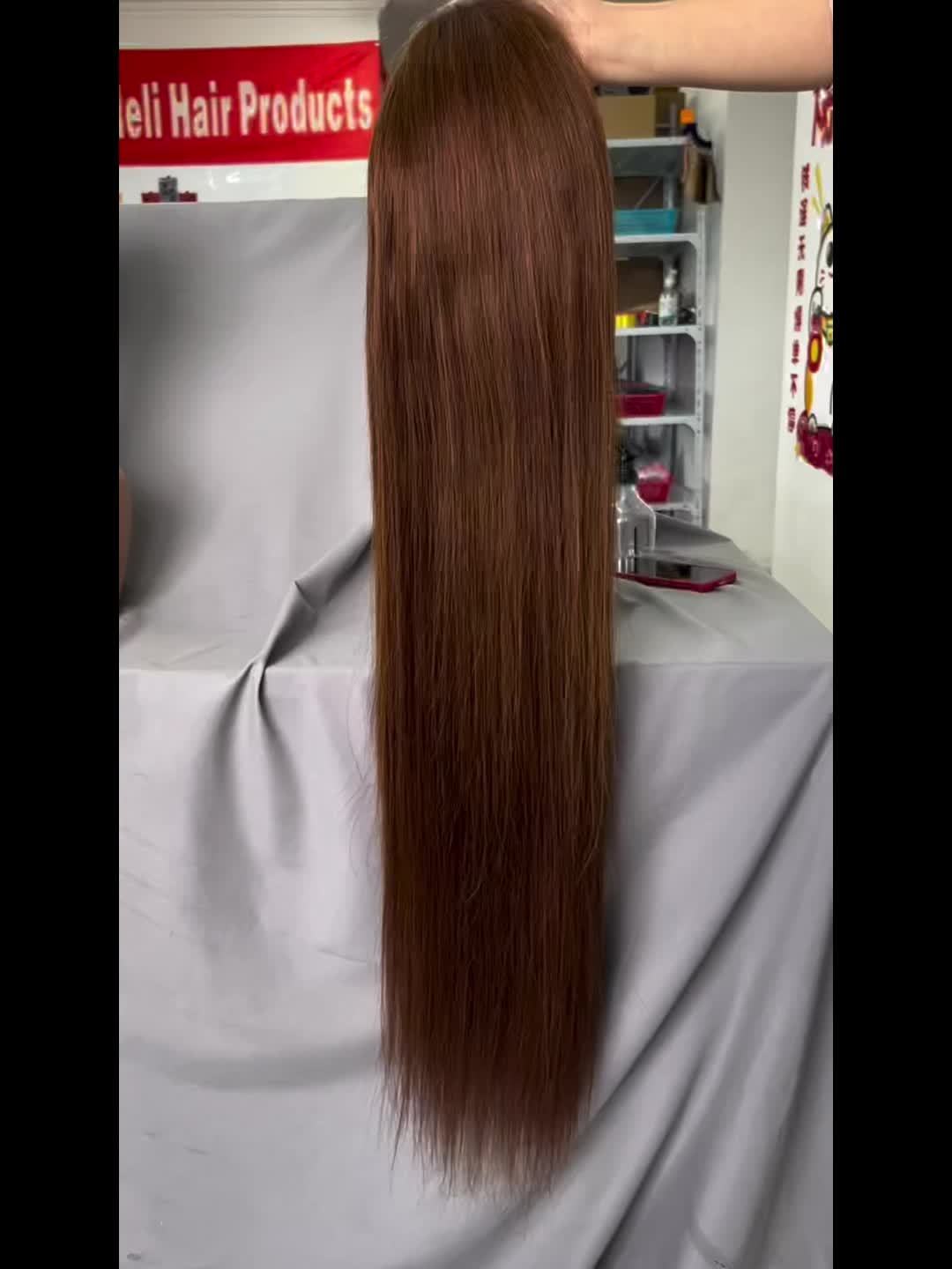 250% Density Chocolate Brown Straight Human Hair Wig - 13x5 HD Lace Front, Pre-Plucked Natural Hairline, Brazilian Remy Hair for Women, Long Silky Straight Style, Perfect for Everyday Glamour